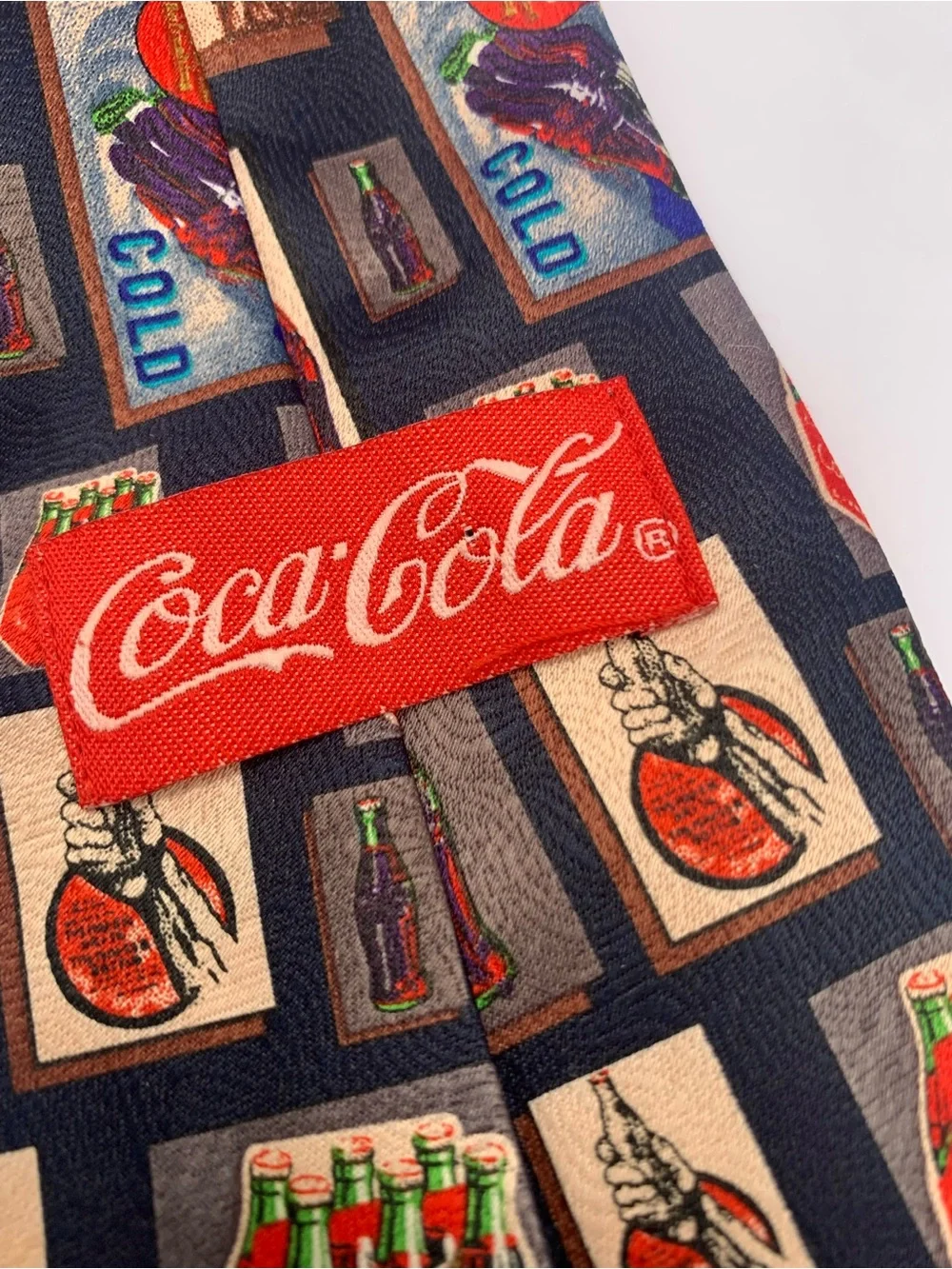 Coca Cola Retro Patchwork Tie in Navy, Beige, Red and Green collectible